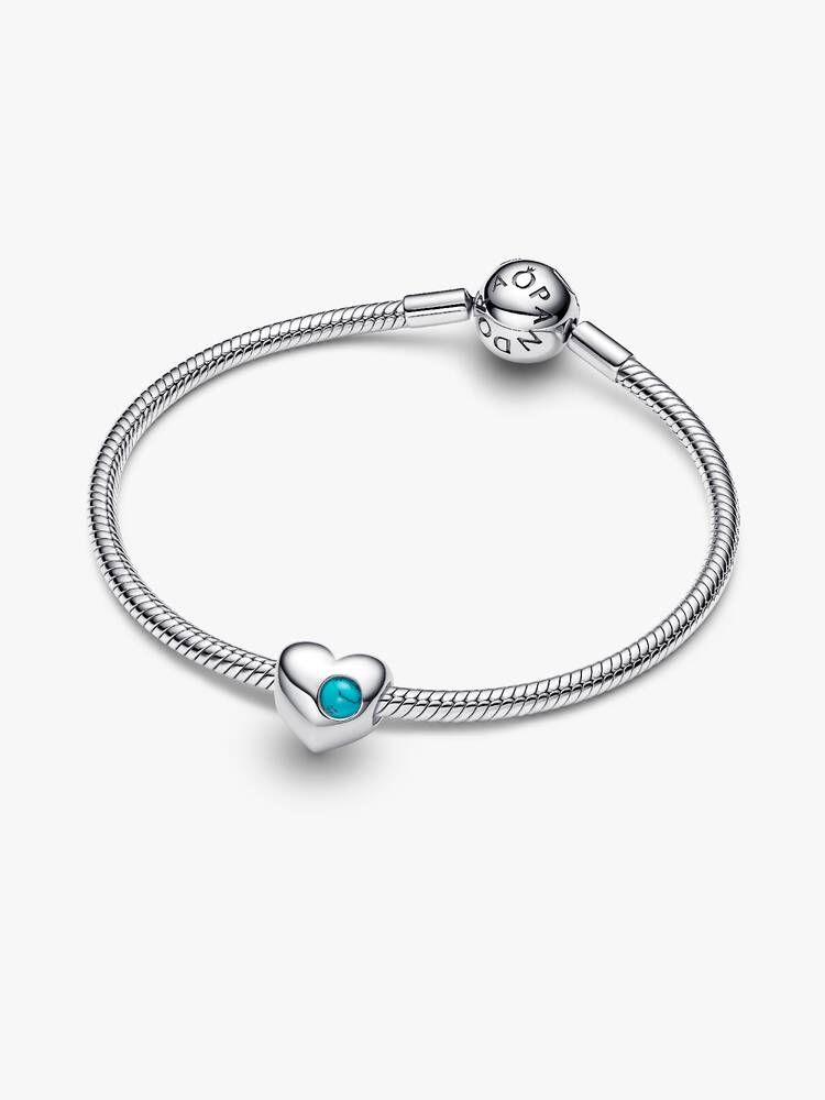 Pandora Engravable December Turquoise Blue Stone Heart Charm