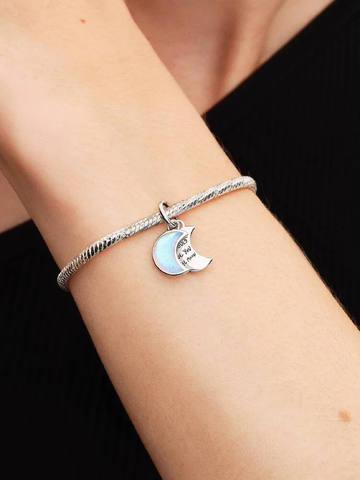 Pandora Crescent Moon Double Dangle Charm