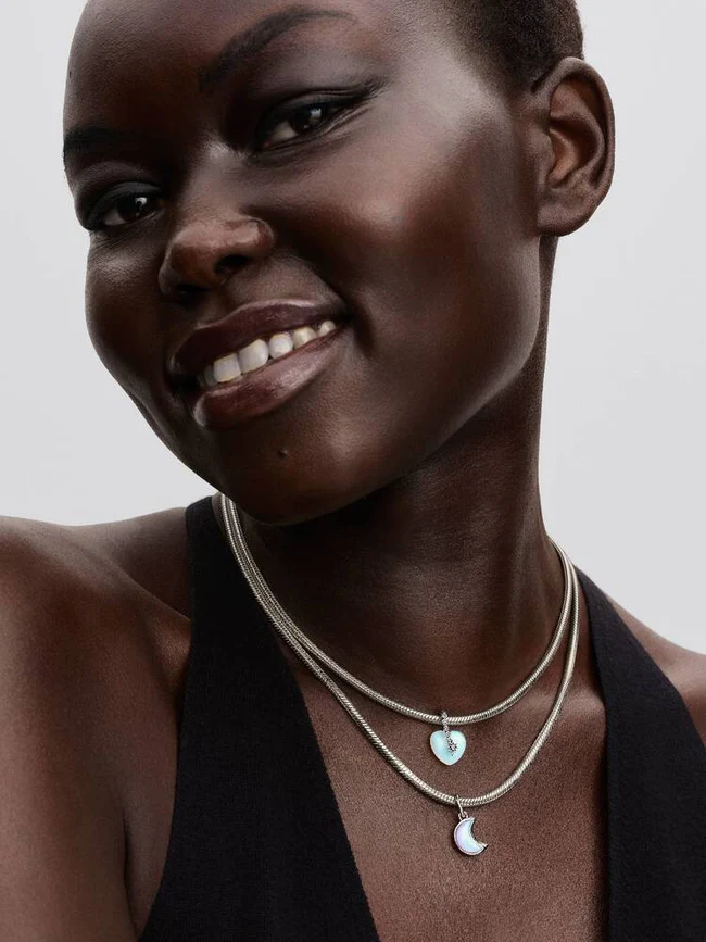 Pandora Crescent Moon Double Dangle Charm