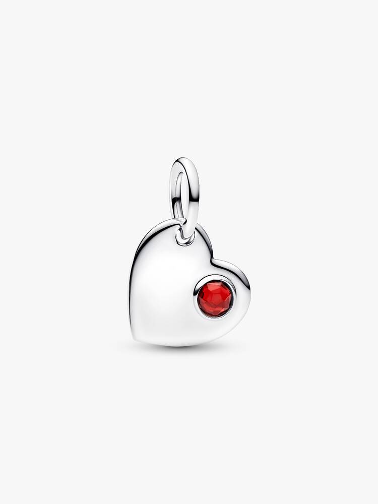 Pandora Engravable Heart Red Stone Dangle Charm