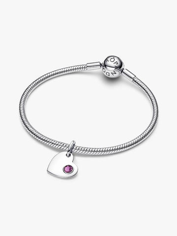 Pandora Engravable Heart Purple Stone Dangle Charm