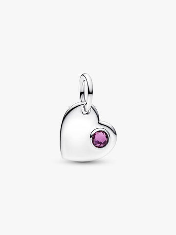 Pandora Engravable Heart Purple Stone Dangle Charm