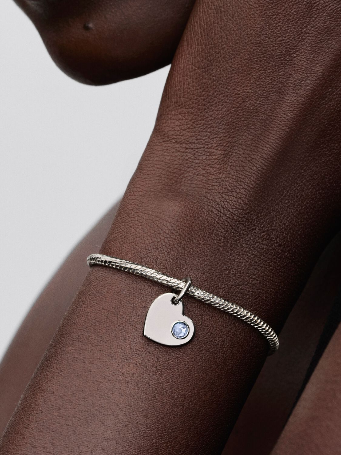 Pandora Engravable Heart Aqua Blue Stone Dangle Charm