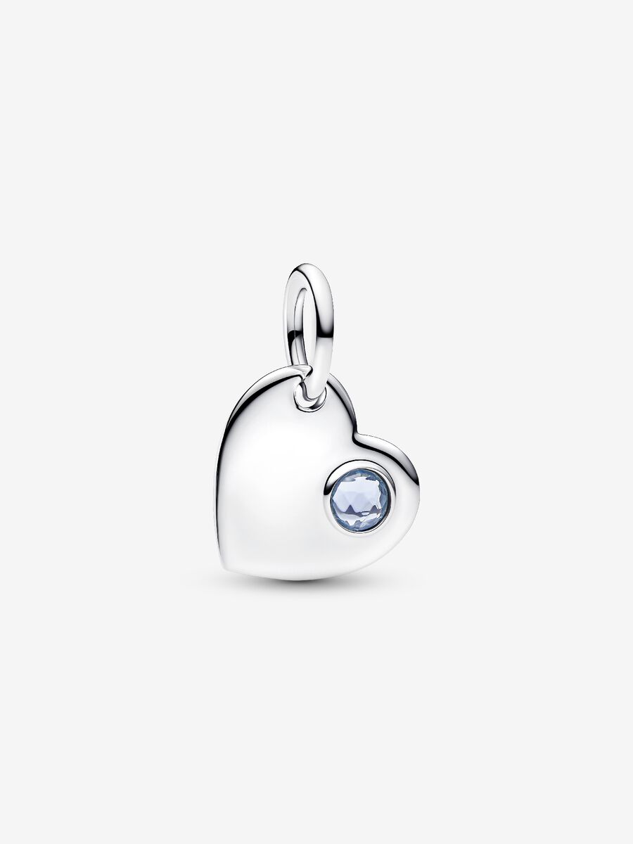 Pandora Engravable Heart Aqua Blue Stone Dangle Charm