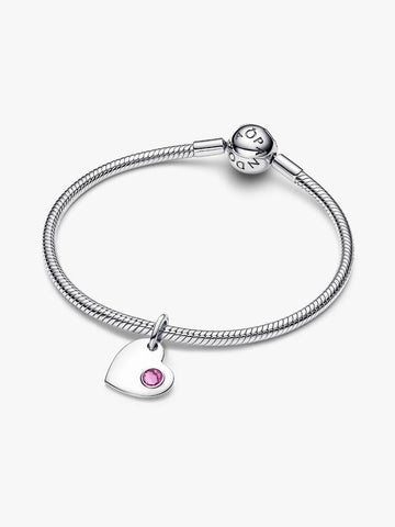 Pandora Engravable Heart Pink Stone Dangle Charm