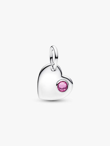 Pandora Engravable Heart Pink Stone Dangle Charm