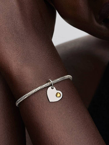 Pandora Engravable Heart Honey Stone Dangle Charm