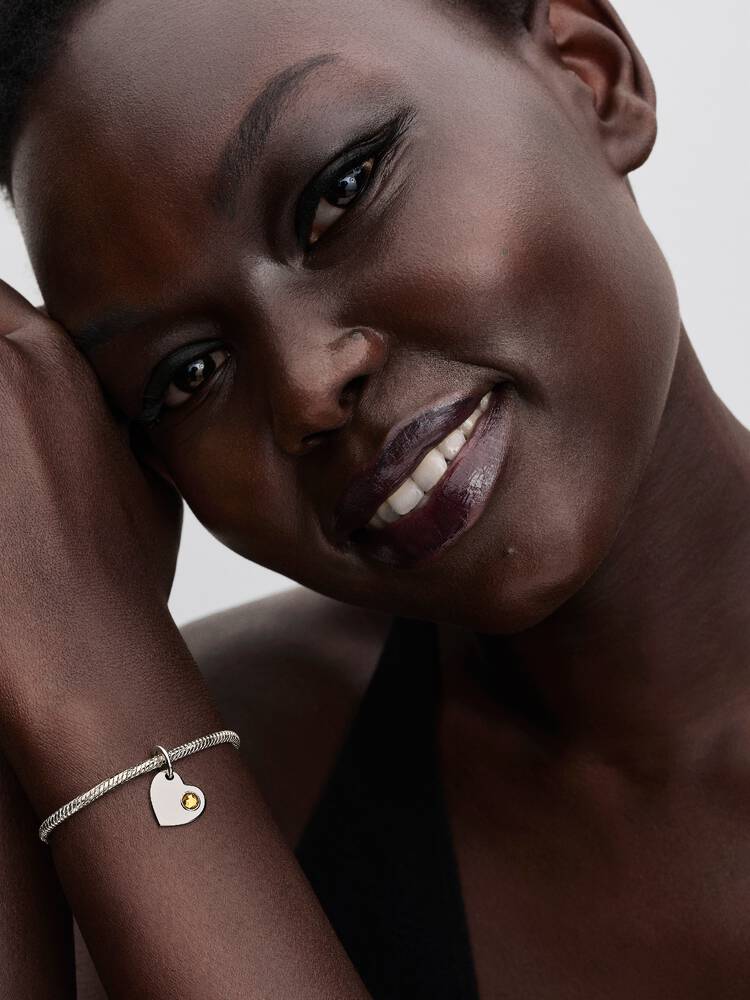 Pandora Engravable Heart Honey Stone Dangle Charm