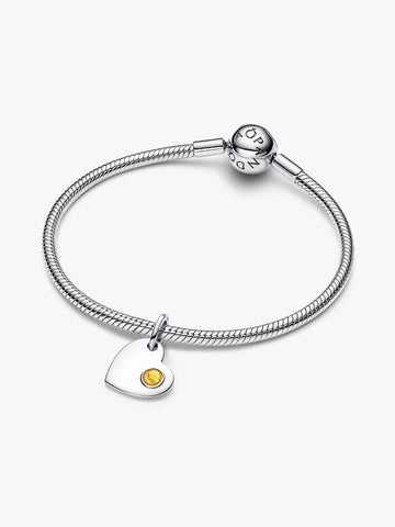 Pandora Engravable Heart Honey Stone Dangle Charm