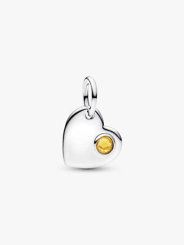 Pandora Engravable Heart Honey Stone Dangle Charm