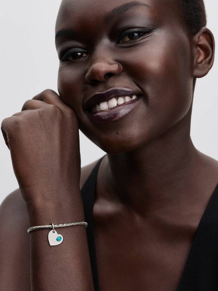 Pandora Engravable Heart Turquoise Blue Stone Dangle Charm