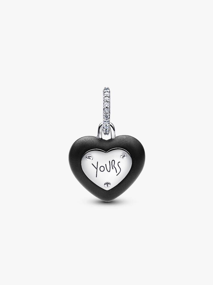 Pandora Matte Black Ceramic Heart Padlock Dangle Charm