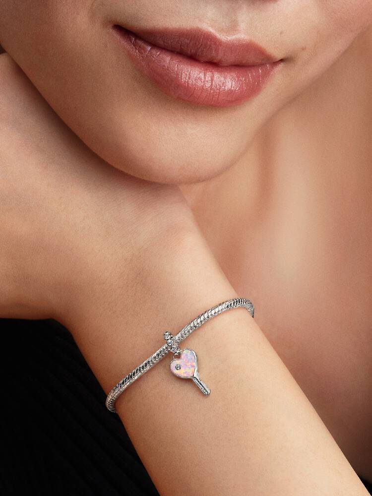 Pandora Opalescent Heart Key Dangle Charm