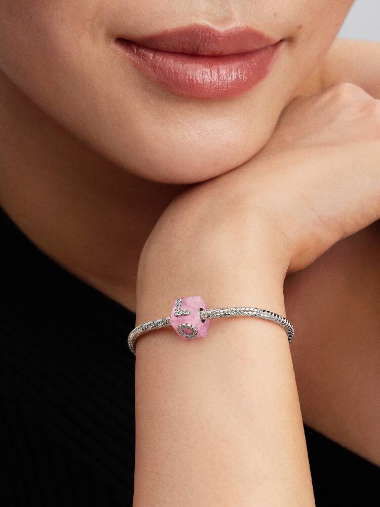 Pandora Pink Murano Glass Love Cube Charm