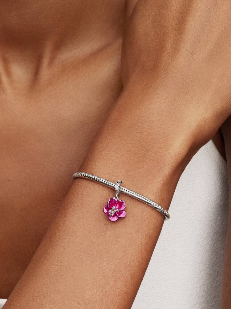 Pandora Sterling Silver Hibiscus Dangle Charm