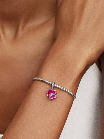 Pandora Sterling Silver Hibiscus Dangle Charm