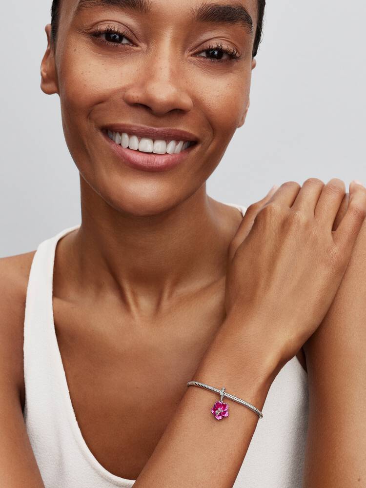 Pandora Sterling Silver Hibiscus Dangle Charm