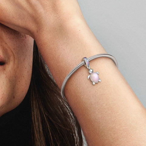 Pandora Murano Glass Pink Sea Turtle Dangle Charm