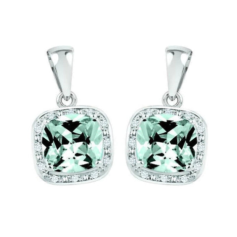 March Birthstone Earring with Diamond Accent set in Sterling Silver 8465039