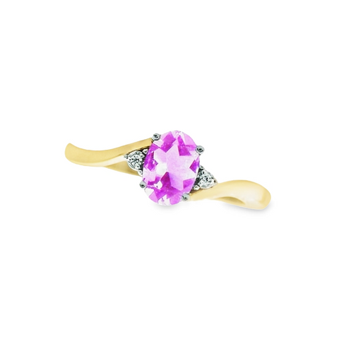 October Birthstone Ring with Diamond Accent set in 10K Yellow gold 87191020