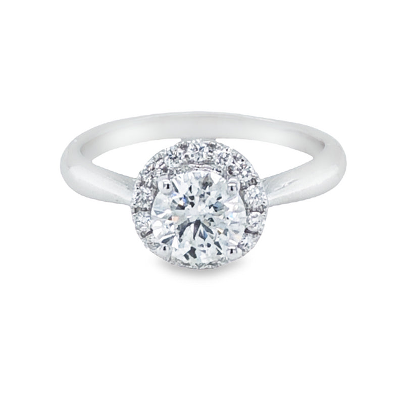 14K White Gold 1.26TDW Canadian Diamond Solitaire Halo Ring