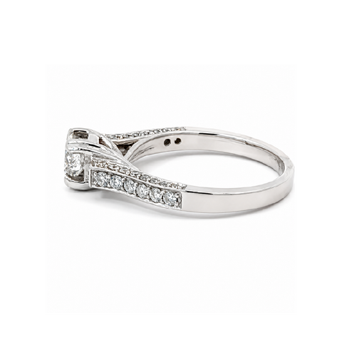 1.16TDW 18K White Gold Diamond Bridal Ring
