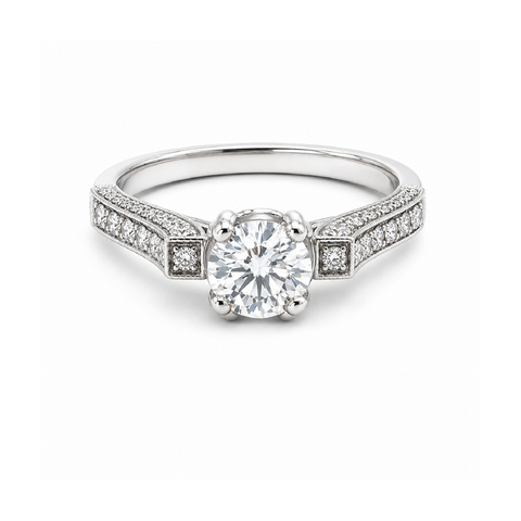 1.16TDW 18K White Gold Diamond Bridal Ring