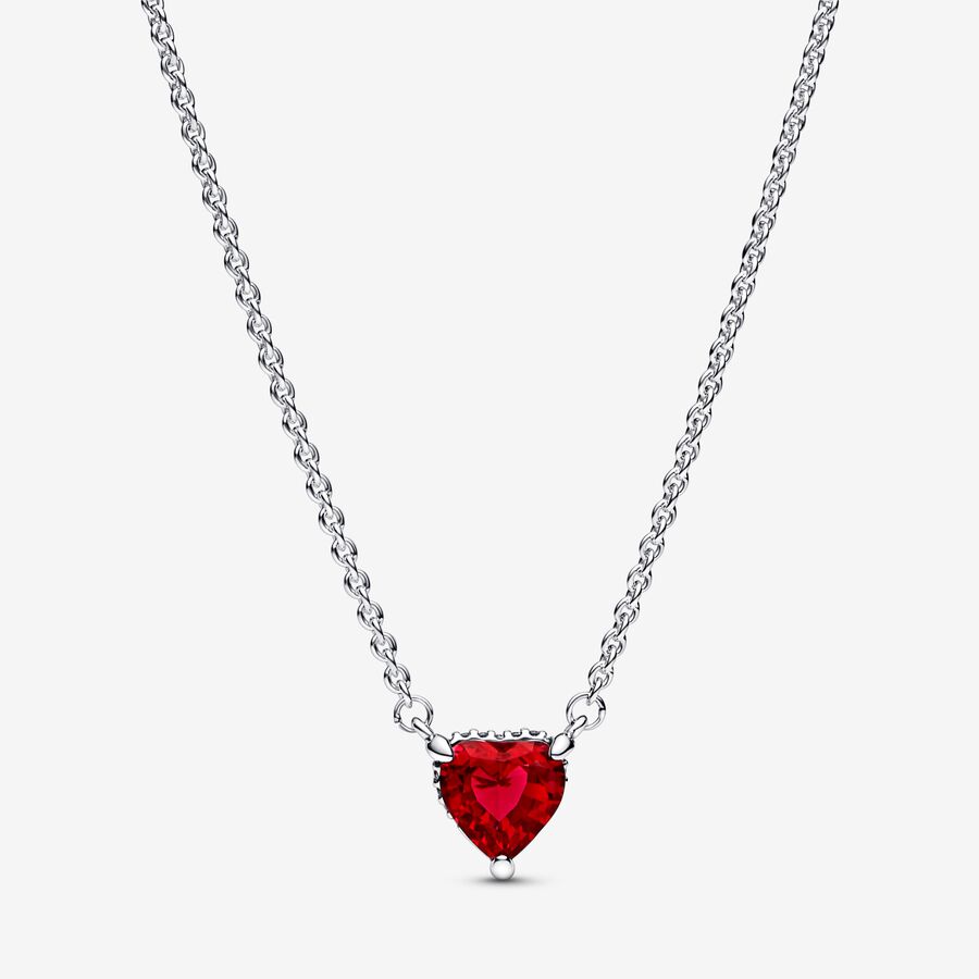 Pandora Sparkling Red Heart Silver Jewellery Gift Set