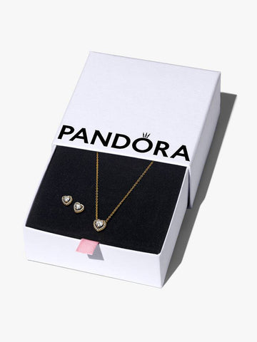 Pandora Golden Elevated Heart Jewelry Gift Set