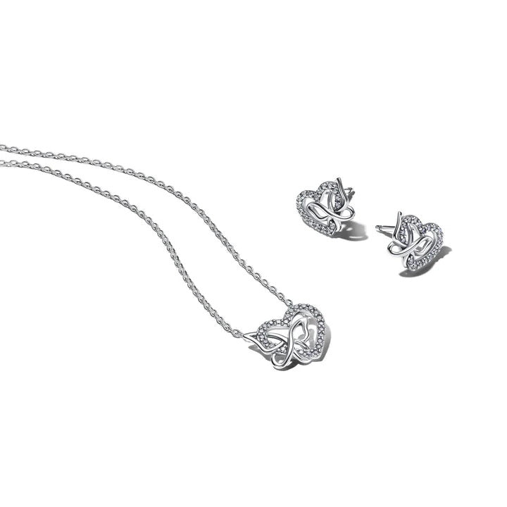 Pandora Timeless Silver Entwined Heart and Butterfly Jewelry Gift Set