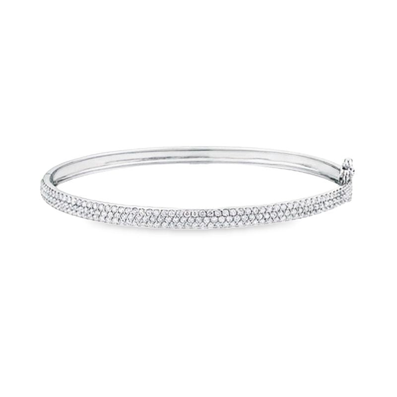 10K White Gold 1.50TDW Carat Diamond Pave Set Bangle