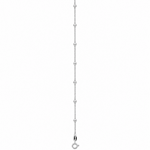 Sterling Silver White Gold Plated Fancy Ball Anklet
