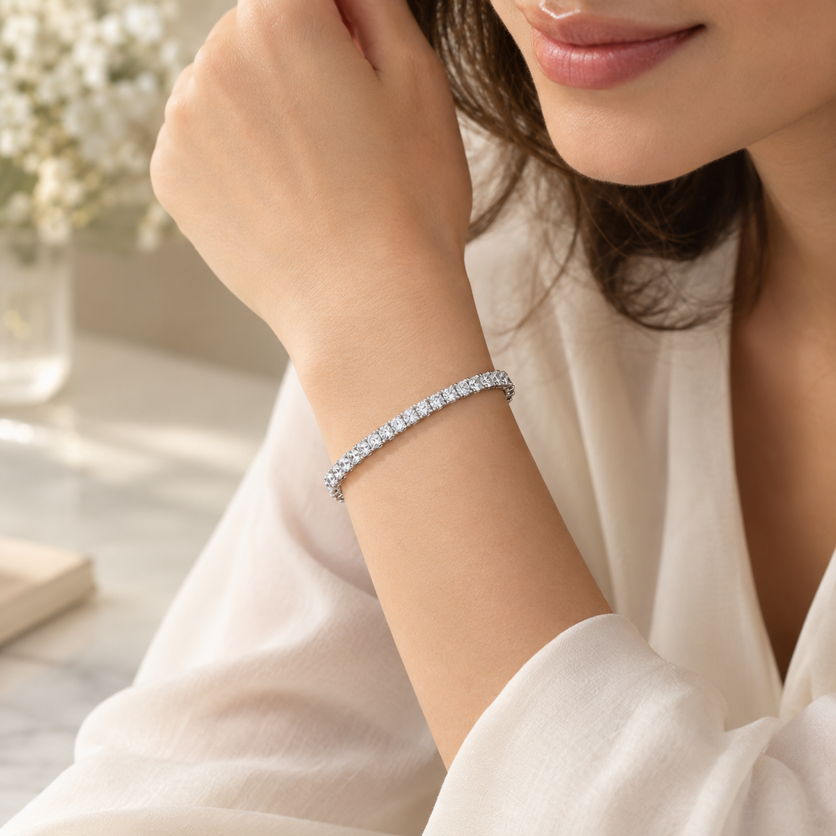 5.00TDW Lab Grown Diamond Tennis Bracelet in 10K White Gold
