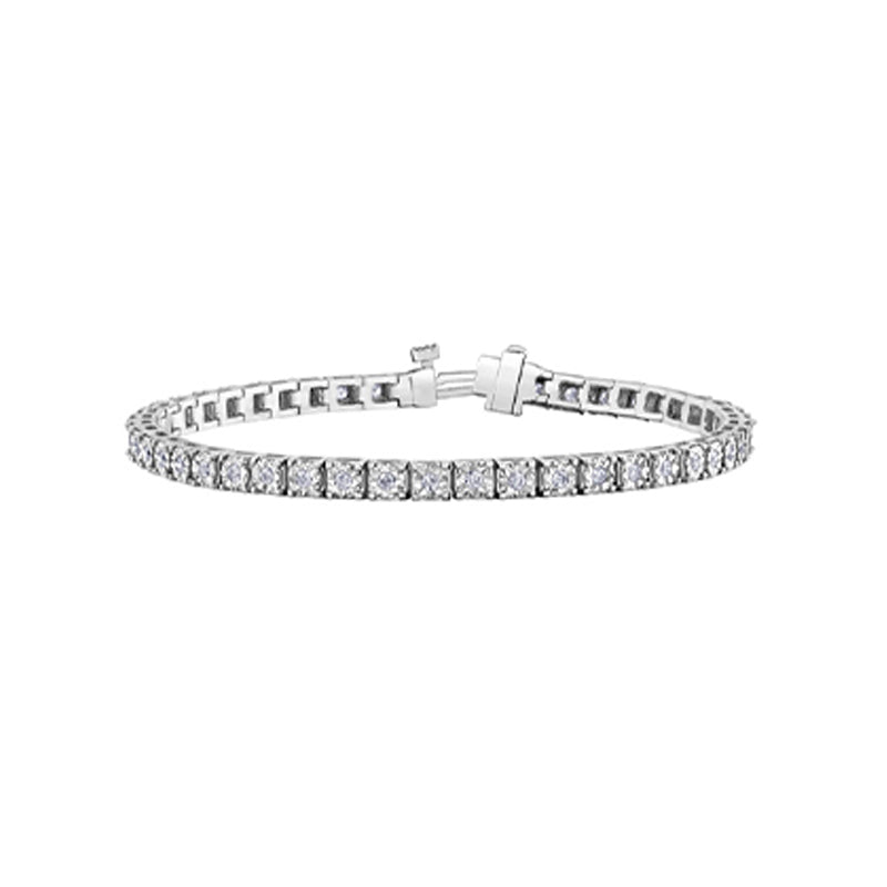 1.00TDW Diamond Illusion Set Bracelet in 10K White Gold