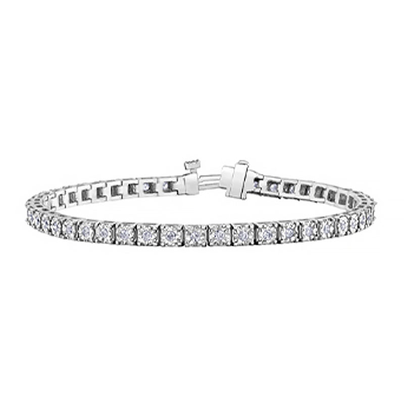 1.00TDW Diamond Illusion Set Bracelet in 10K White Gold