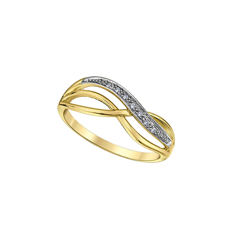 10K Yellow Gold 0.03TDW Diamond Accent Fancy Band