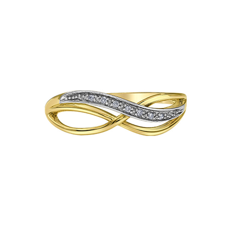10K Yellow Gold 0.03TDW Diamond Accent Fancy Band