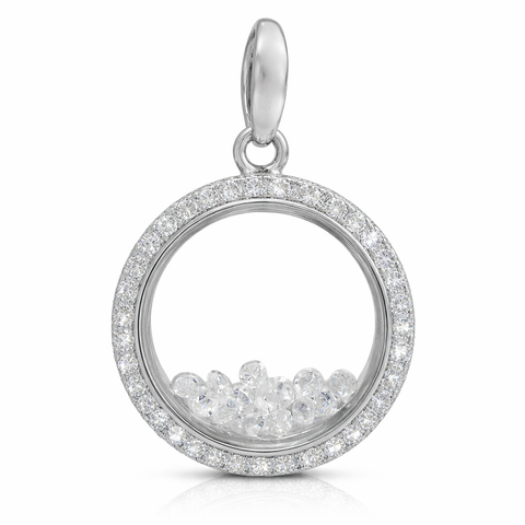 Sterling Silver White Gold Plated CZ Dancing Pendant