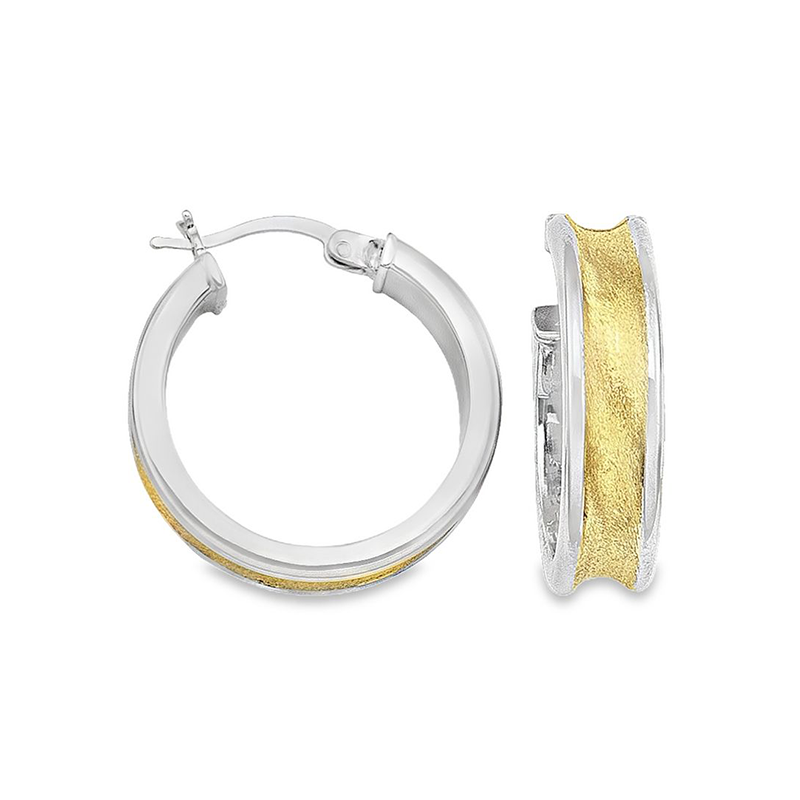 Fancy Hoop Earrings 14K Yellow and White Gold