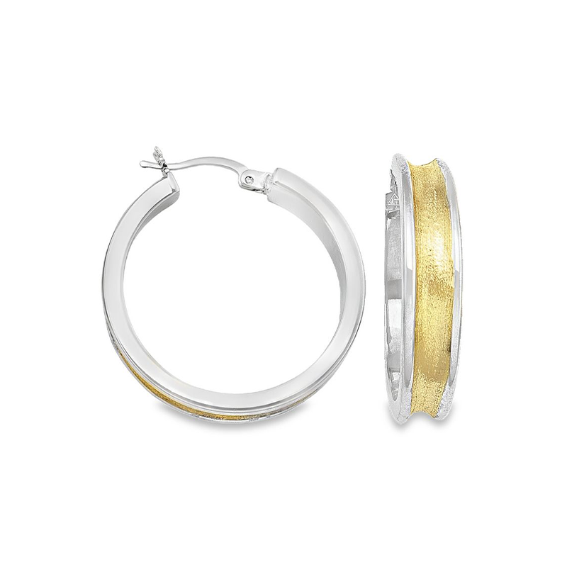 14K Two-Tone Fancy Hoop Earrings