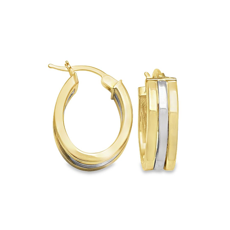 14K Two-Tone Gold 5mm Hoop Earrings