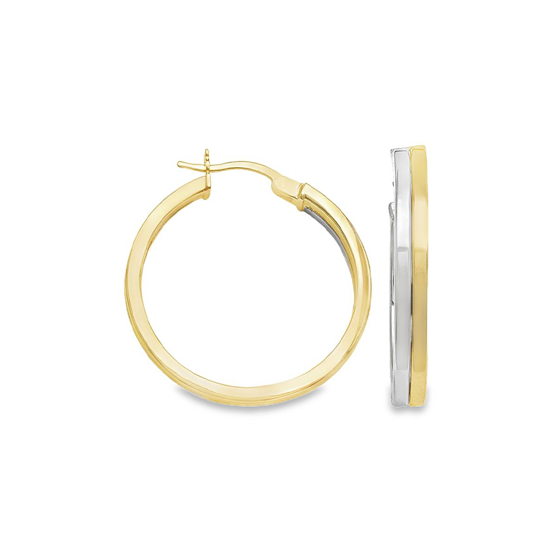 14K Two-Tone Gold Hoop Earrings
