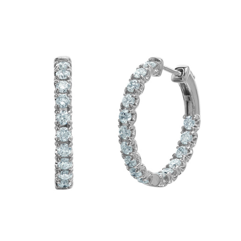 14K White Gold 1.00TDW Lab Grown Diamond Hoop Earrings
