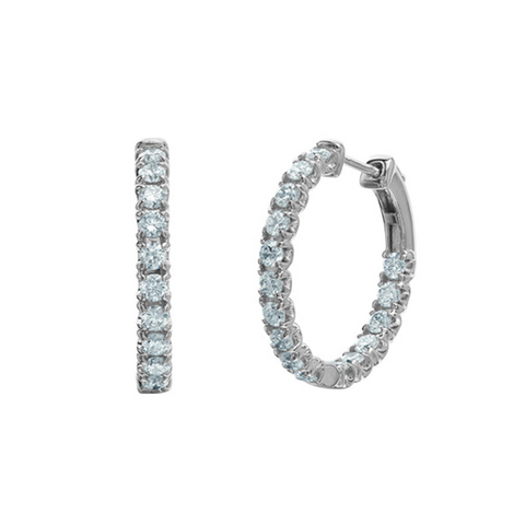 14K White Gold 1.00TDW Lab Grown Diamond Hoop Earrings