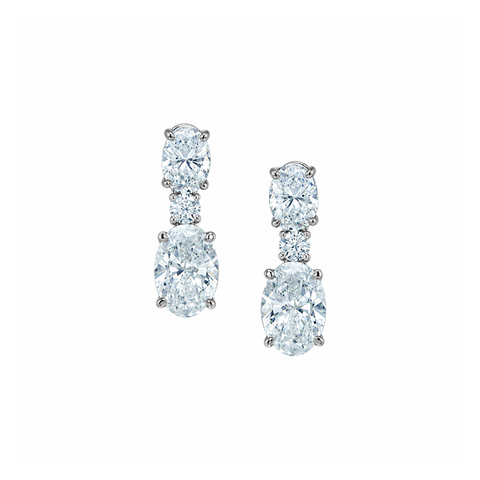 14K White Gold 1.55TDW Lab Grown Diamond Oval Dangle Earrings