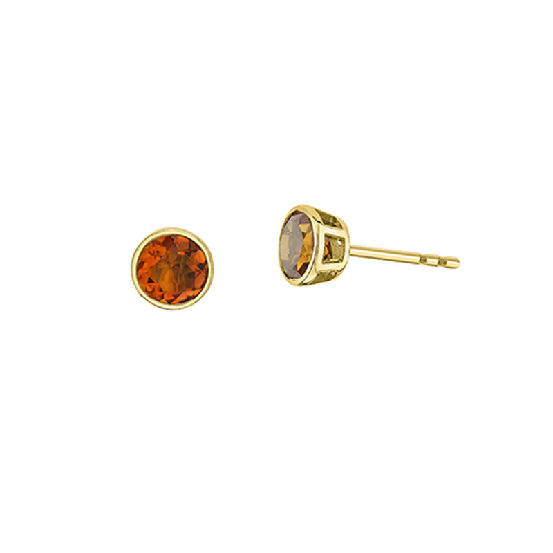 10K Yellow Gold 5mm Citrine Earrings 