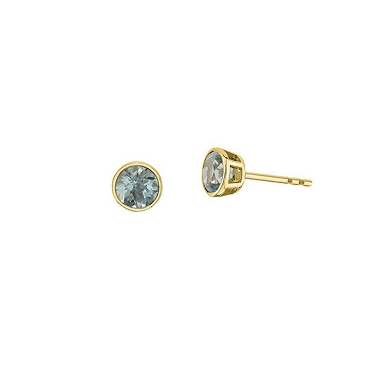 10K Yellow Gold 5mm Aquamarine Earrings