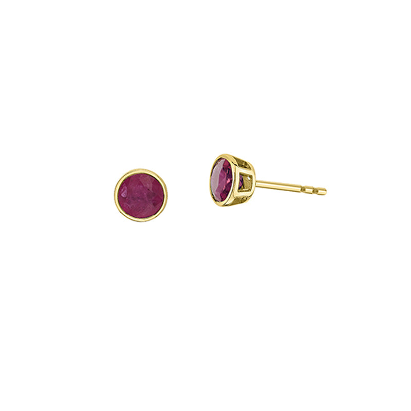 10K Yellow Gold 5mm Ruby Earrings 