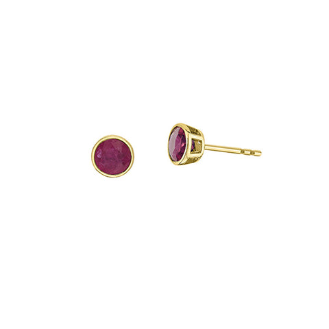 10K Yellow Gold 5mm Ruby Earrings