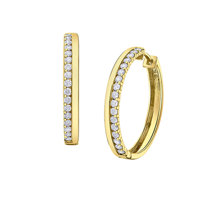 14K Yellow Gold 0.50TDW Diamond Love Earrings